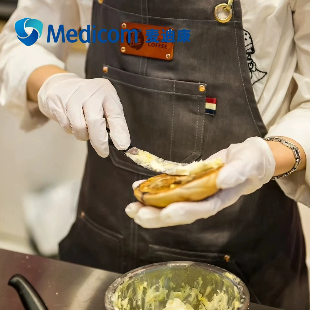 ②麦迪康一次性丁腈手套1174白色丁晴劳保实验工业食品橡胶手套